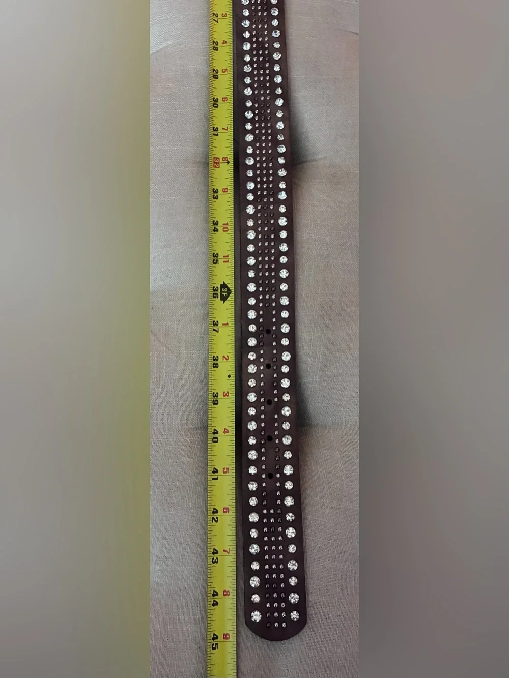 BKE Studded Glitz Brown Distressed Faux Leather 1 1/2” Belt W/Silver Accents - L